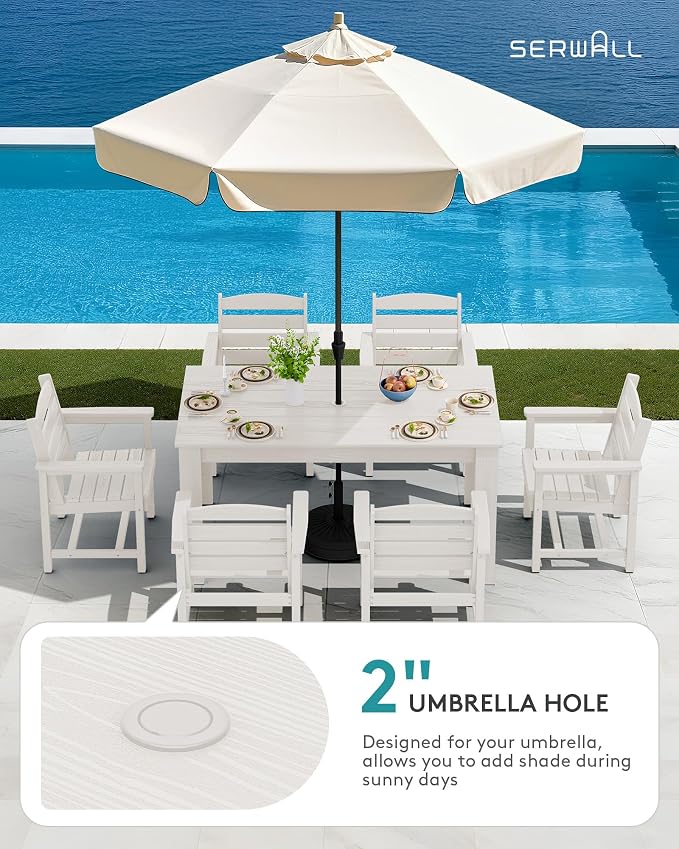 SERWALL Outdoor Dining Sets for 6, HDPE Dining Sets - Image 2
