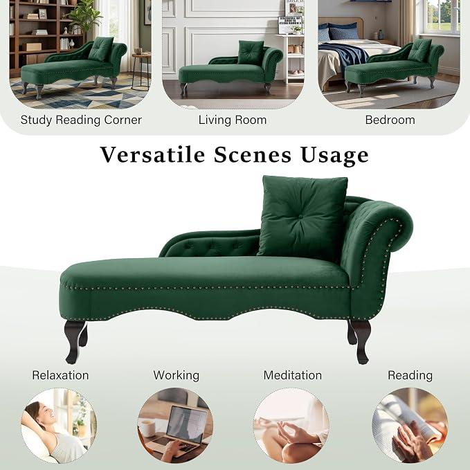 Merax 62'' Velvet Chaise Lounge Indoor - Image 6