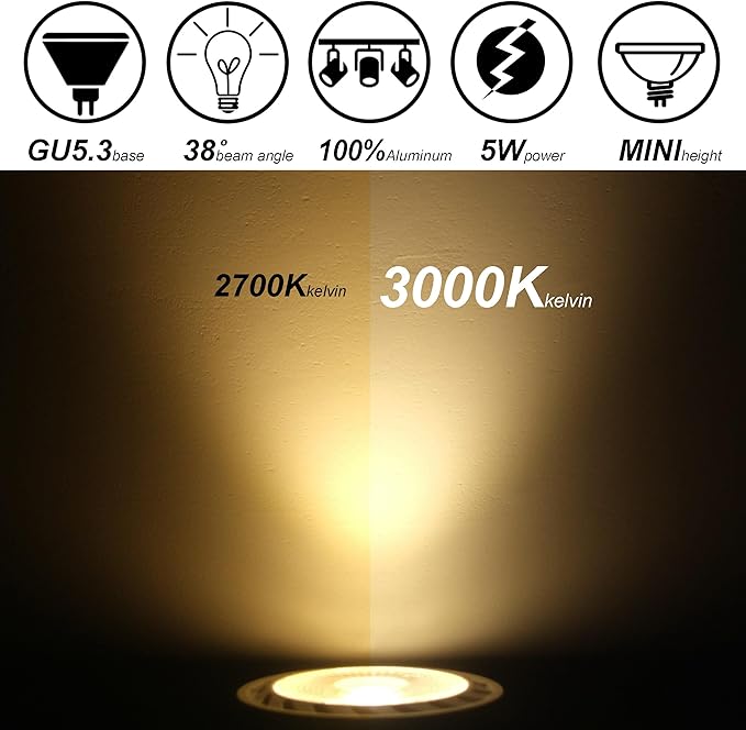 MR16 GU5.3 Led Landscape Bulbs 3000K Warm White 5W, MR16 20W 35W Halogen - Image 4