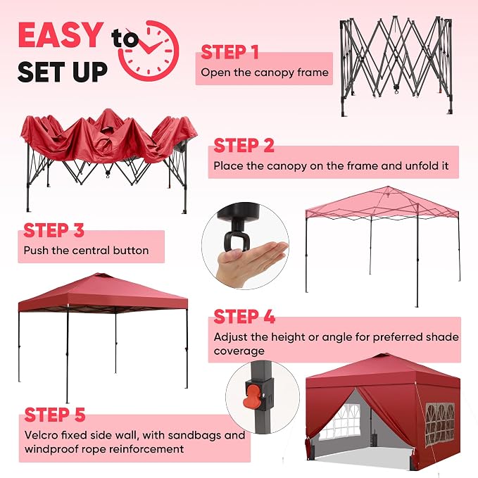GDY 10x10 Pop Up Canopy Tent - Image 3
