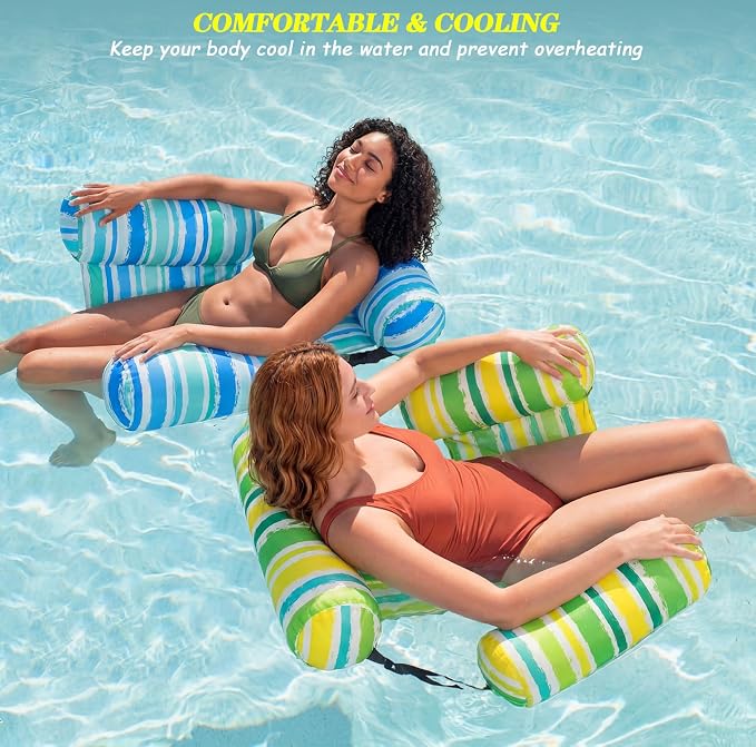 2 Pack Inflatable Pool Float for Adult Adjustable Hammock Float Chair Fabric - Image 5