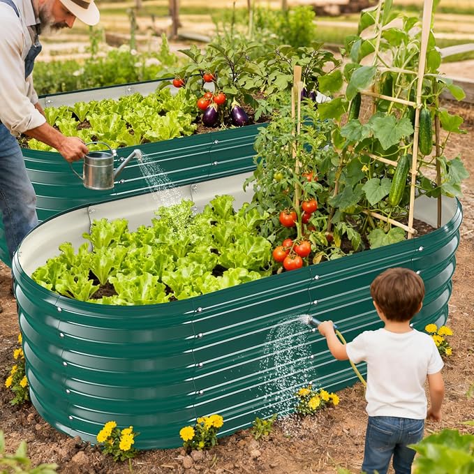 17" Tall Outdoor Garden Raised Garden Bed Kits, 4ft X 2ft Oval, 0.8MM Thick - Image 6
