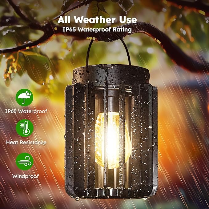 Solar Lanterns Outdoor Waterproof, Brighter Up to 12 Hrs Outdoor Hanging Solar - Image 2