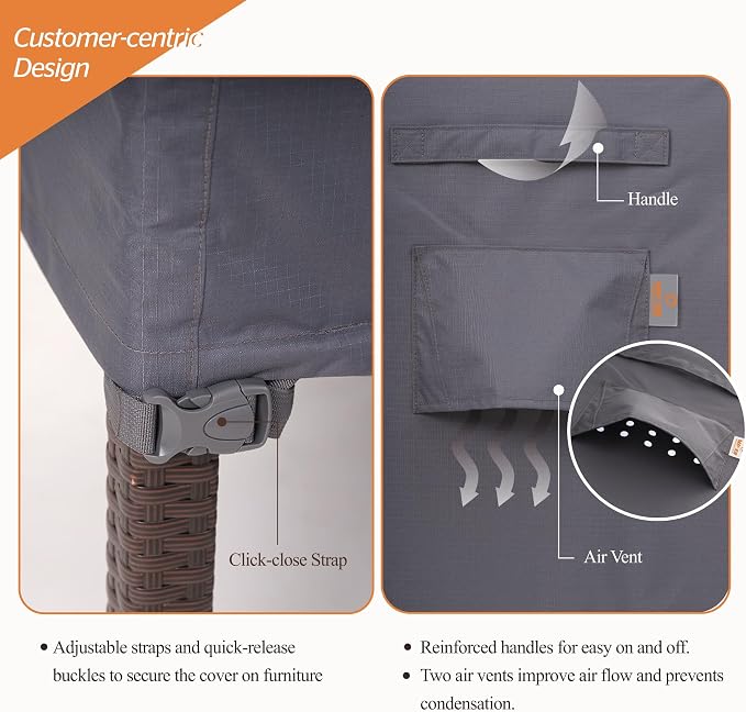 WJ-X3 Rip-Stop Patio Table Cover, Heavy-Duty Waterproof & Windproof Outdoor - Image 6