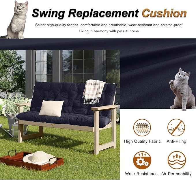 2-3 Seat Swing Replacement Cushion, Outdoor Bench Cushions - Image 2