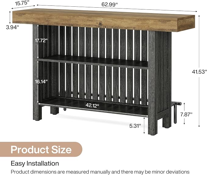 Tribesigns Bar Table with Storage Shelf, 63-Inch Large Mini Pub Table with - Image 2