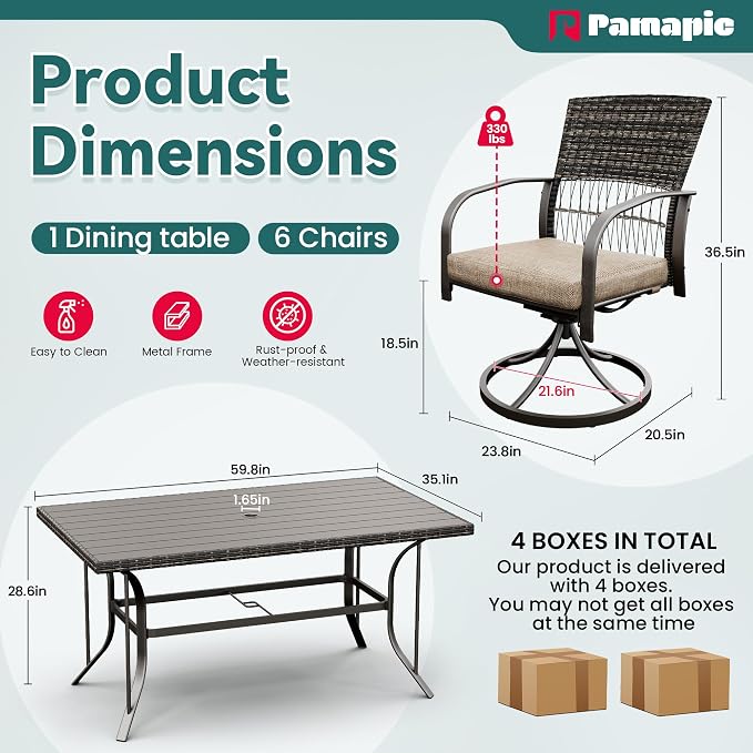 Pamapic 7-Piece Outdoor Dining Set - Image 5
