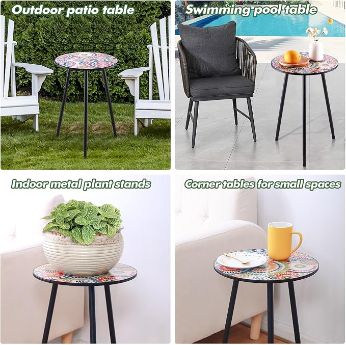 1 Pack Metal Outdoor Side Table Small Outside Round End Table - Image 6