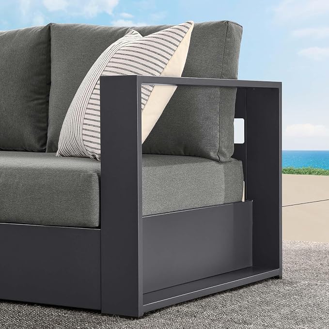 Modway Tahoe Aluminum Modular Right-Facing Outdoor Patio Loveseat in Gray - Image 9