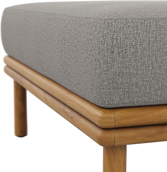 Modway Wren Teak Wood Outdoor Ottoman in Natural Driftwood - Image 9