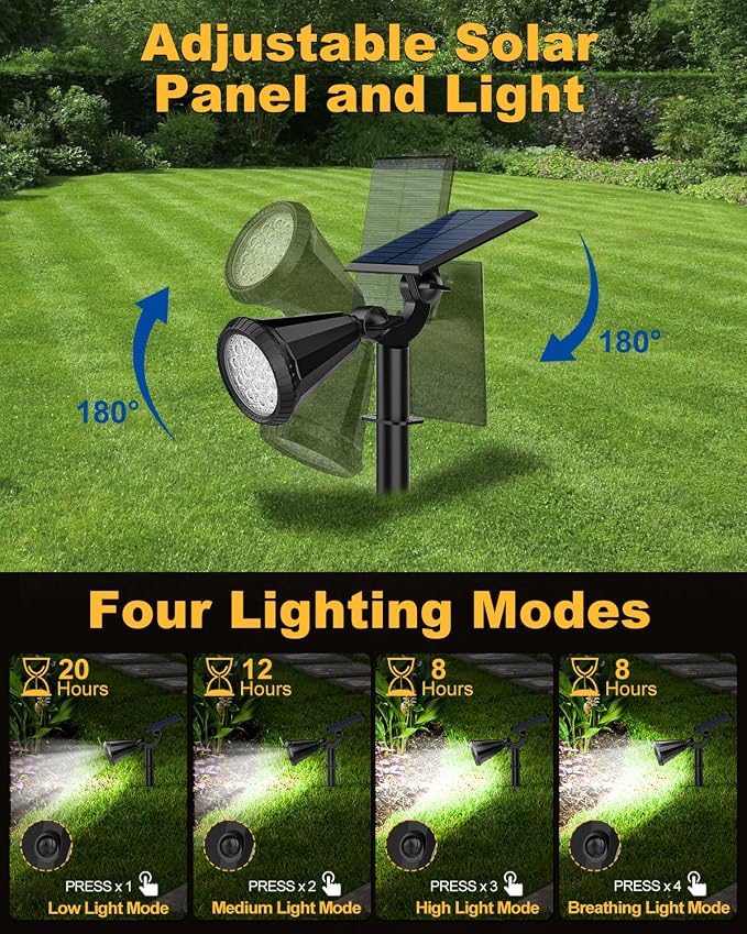Solar Spot Lights Outdoor, 4 Pack Outdoor Solar Lights - Image 4