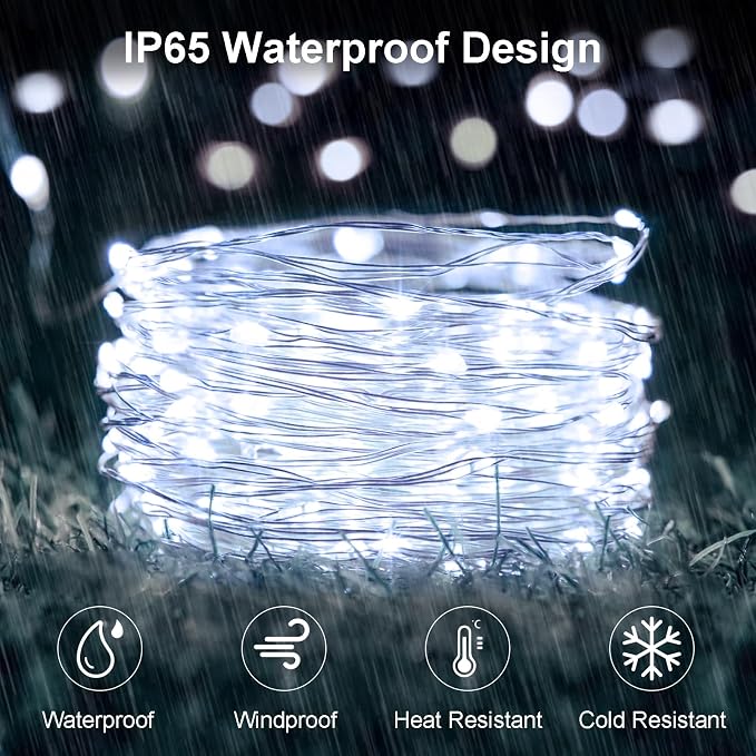 4 Pack Solar Fairy Lights 131.2Ft 400 LED, Twinkle Lights - Image 6