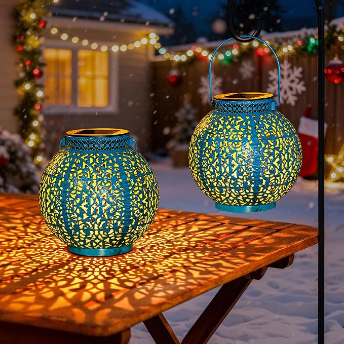 TAKE ME 2 Packs Solar Lanterns Outdoor Lights Waterproof Garden Lanterns - Image 7