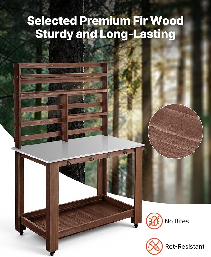 VEVOR Potting Bench Table, Outdoor Gardening Workstation - Image 3