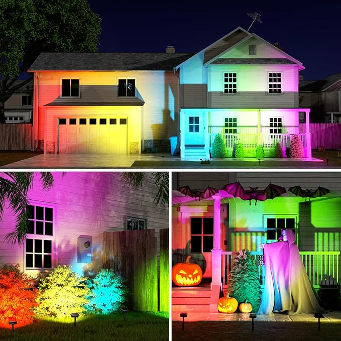 Fabrito Color Changing Solar Spot Lights Outdoor 8 Pack, Auto On/Off RGB - Image 6