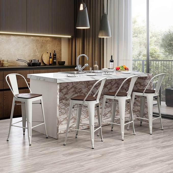 Aklaus Metal Bar Stools Set of 4, 26 inch Barstools Counter Height Bar Stool - Image 8