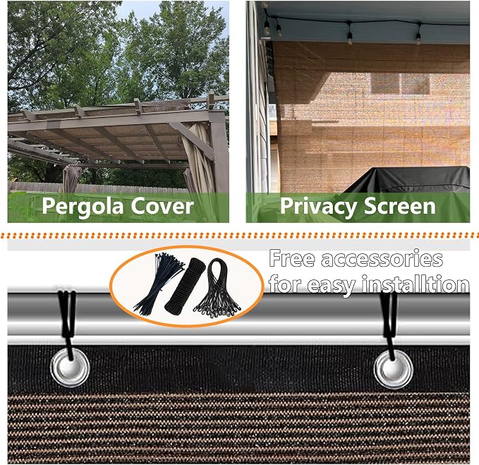 90% 8x15ft Sun Shade Cloth for Outdoor Deck Backyard Patio Garden Pergola Cover - Image 5