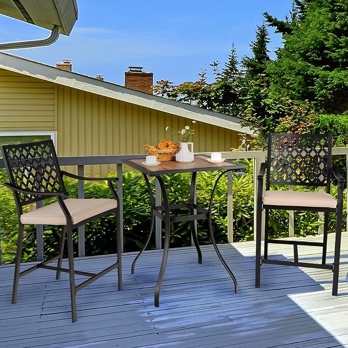 Tangkula 3 Piece Patio Bar Bistro Set, Outdoor Bar Height Stool & Table - Image 8