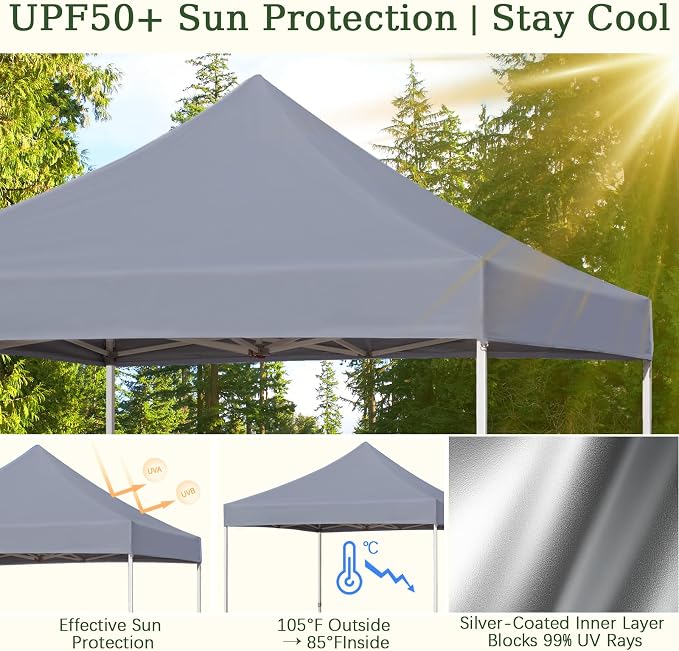 LIUJIAYI Pop Up Canopy Replacement Top, 8x8 Heavy Duty 500D UV Protection - Image 4