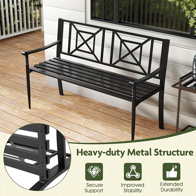 Giantex Metal Outdoor Bench - Image 5