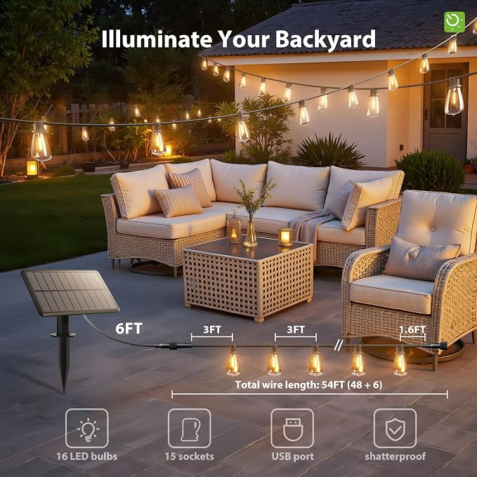 KYY 54FT Solar String Lights Outdoor Waterproof - Image 6