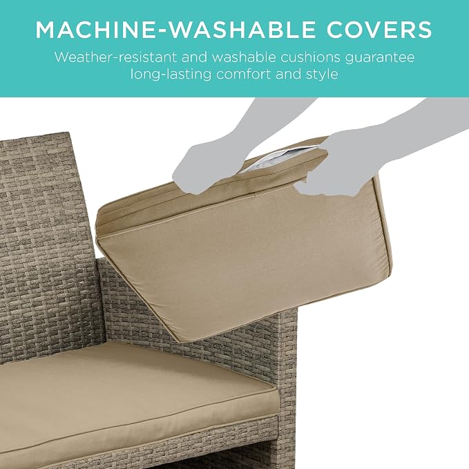 Best Choice Products 4-Piece Outdoor Wicker Patio Conversation Furniture Set - Image 5