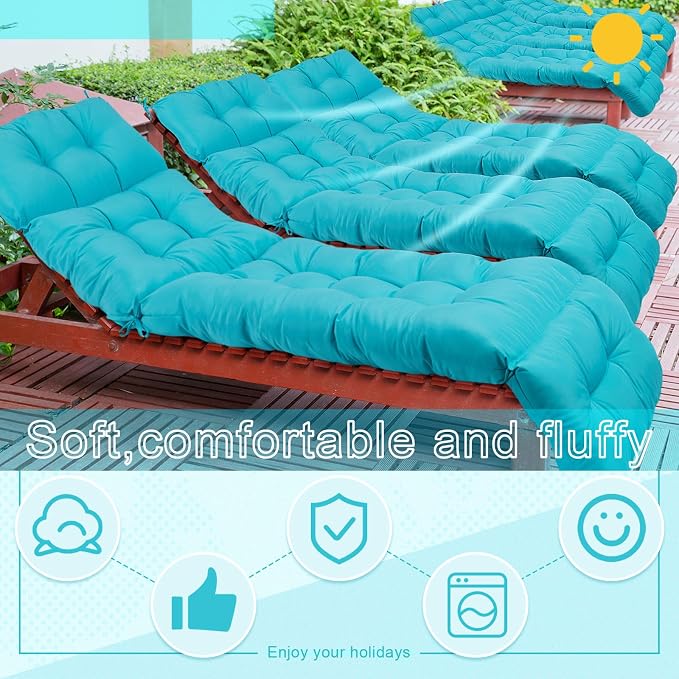Outdoor Chaise Lounge Chair Cushion 72 x 22 x 4.21 Inches Thick Tufted Patio - Image 7