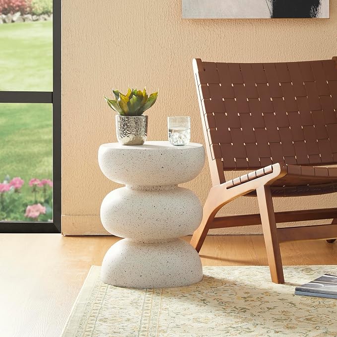 Glitzhome Outdoor Side Table, Heavy Duty Indoor Outdoor Round Planter Stand - Image 7