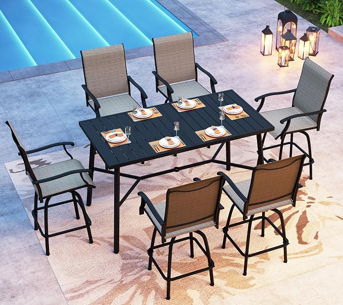 PHI VILLA Outoor Swivel Bar Stools Set of 6 - Image 2