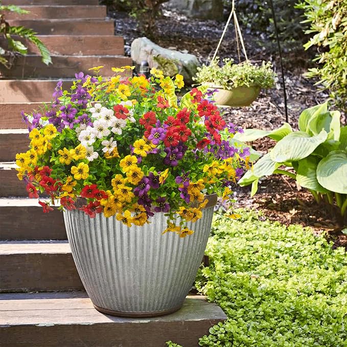 Artificial Fake Plants Flowers for Outdoor Spring Decoration, 16 Bundles Faux - Image 5