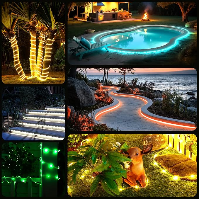 Minetom Color Changing Rope Lights Outdoor, 33FT 100 LED String Lights - Image 4