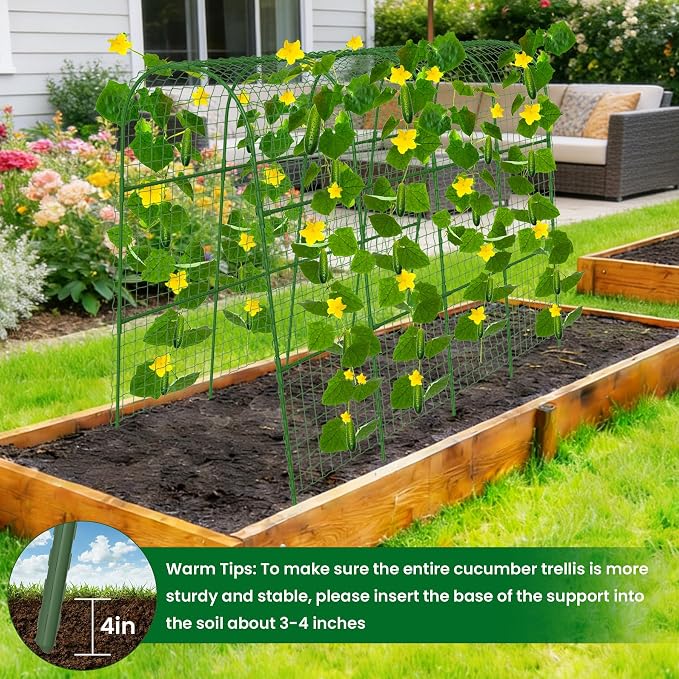Cucumber Trellis for Raised Bed 64" L x 48" H, U-Shape Garden Trellis for - Image 4