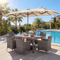 Tangkula 9 Piece Rattan Outdoor Dining Set by TANGKULA