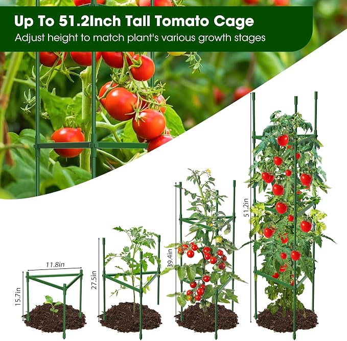 8 Pack Tomato Cages for Garden, Heavy Duty Adjustable Tomato Stake Support for - Image 3