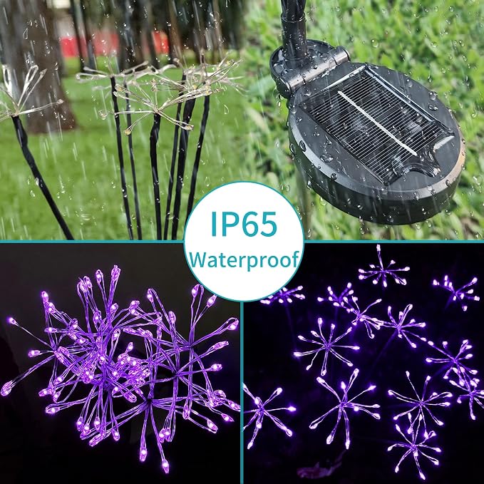 JJGoo Solar Garden Lights, New Upgraded 2 Pack Solar Swaying Starburst Light - Image 4