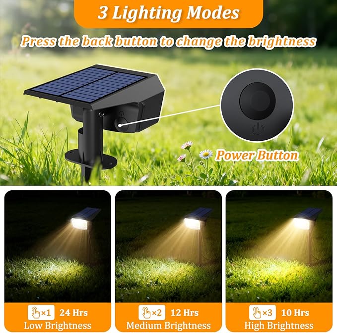 Sucolite 6-Pack Solar Spot Lights Outdoor Waterproof IP65, 3 Lighting Modes - Image 2