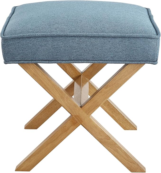 Amazon Brand – Rivet Mid-Century Modern X Stool Ottoman Chair, Indigo - Image 4