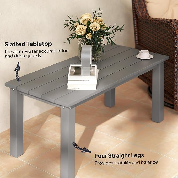 Outsunny HDPE Outdoor Coffee Table, All-Weather Rectangle Patio Coffee Table - Image 5