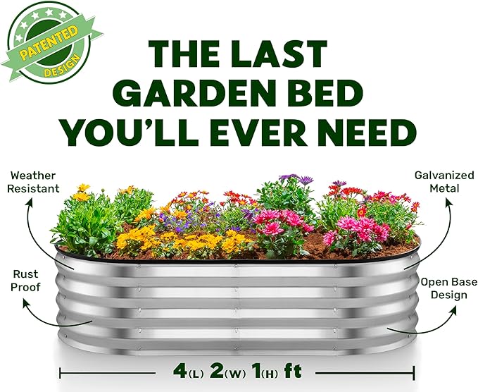 Plant & Plot Galvanized Raised Garden Beds Outdoor // 4×2×1 ft Planter Raised - Image 5
