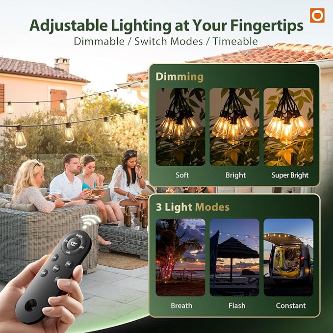 addlon 102FT Solar String Lights Outdoor - Image 5