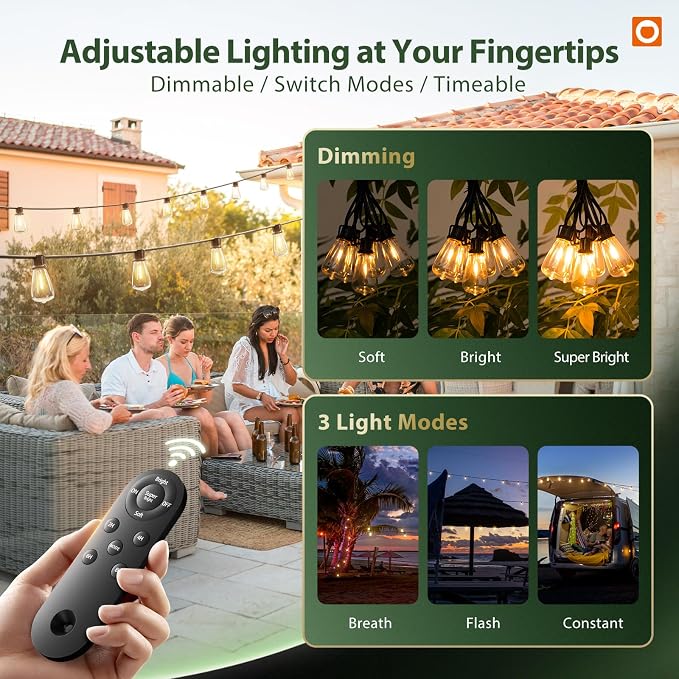 addlon 198FT Solar String Lights Outdoor - Image 3