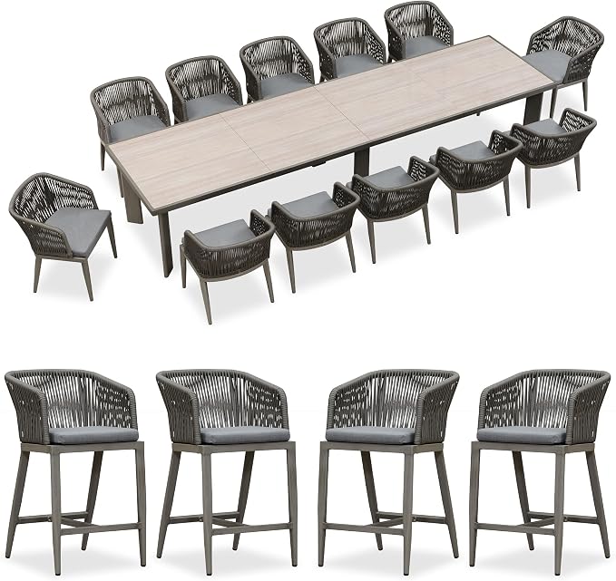 PURPLE LEAF 13 Pieces Outdoor Dining Set Patio Table and Chairs Set Aluminum by PURPLELEAF