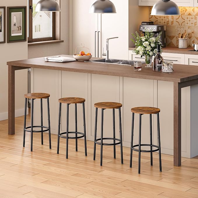 HOOBRO Bar Stools, Kitchen Round Height Stools - Image 2