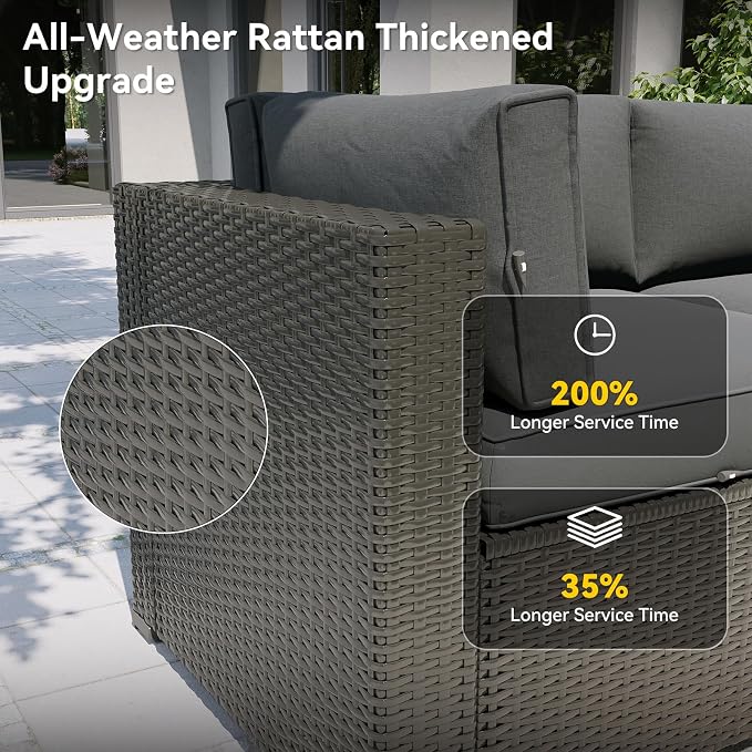 Aoxun Patio Furniture Set, 7 Piece Outdoor Sectional Sofas - Image 4