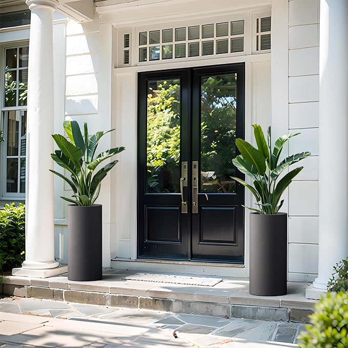 Kante 23.6 Inch Tall Cylindrical Planter, Large Round Plant Pots - Image 4