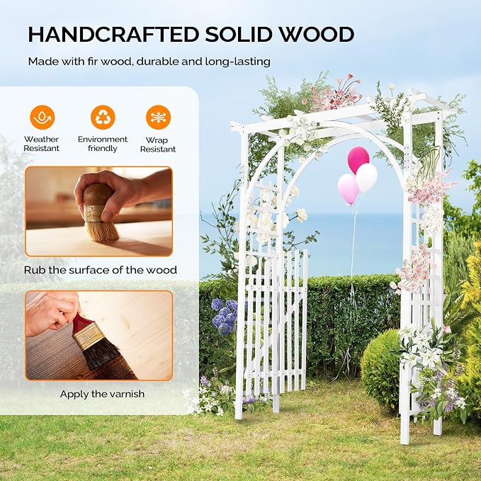 VINGLI 85in Wooden Arbor, Garden Arbor Wedding Arch - Image 5