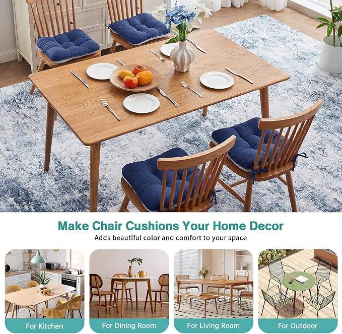 BETU Chair Cushions for Dining Chairs Set of 4, 3.5" Thick Outdoor Indoor Chair - Image 5