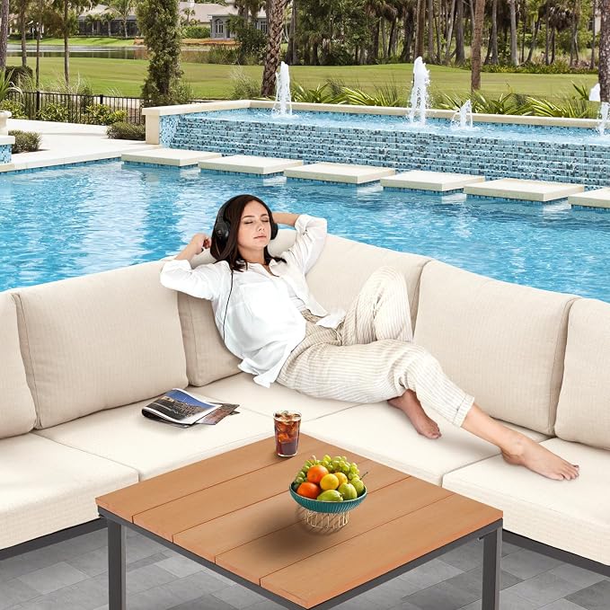 MELLCOM 6 Pieces Patio Furniture Sets, L-Shaped Patio Conversation Sets Metal - Image 7