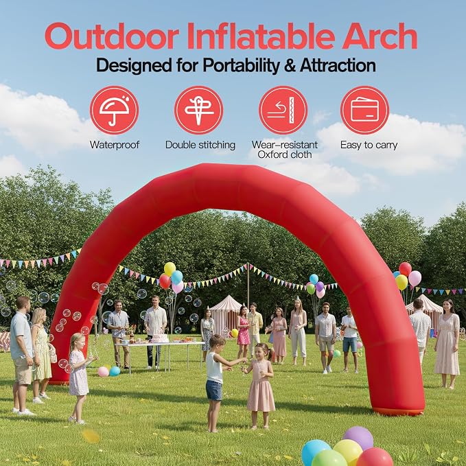 20ftx10ft Inflatable Archway Red Inflatable Outdoor Holiday Decorations - Image 2