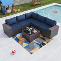 Kullavik Outdoor Patio Furniture Set 6 Pieces Sectional Rattan Sofa Set Brown by KULLAVIK